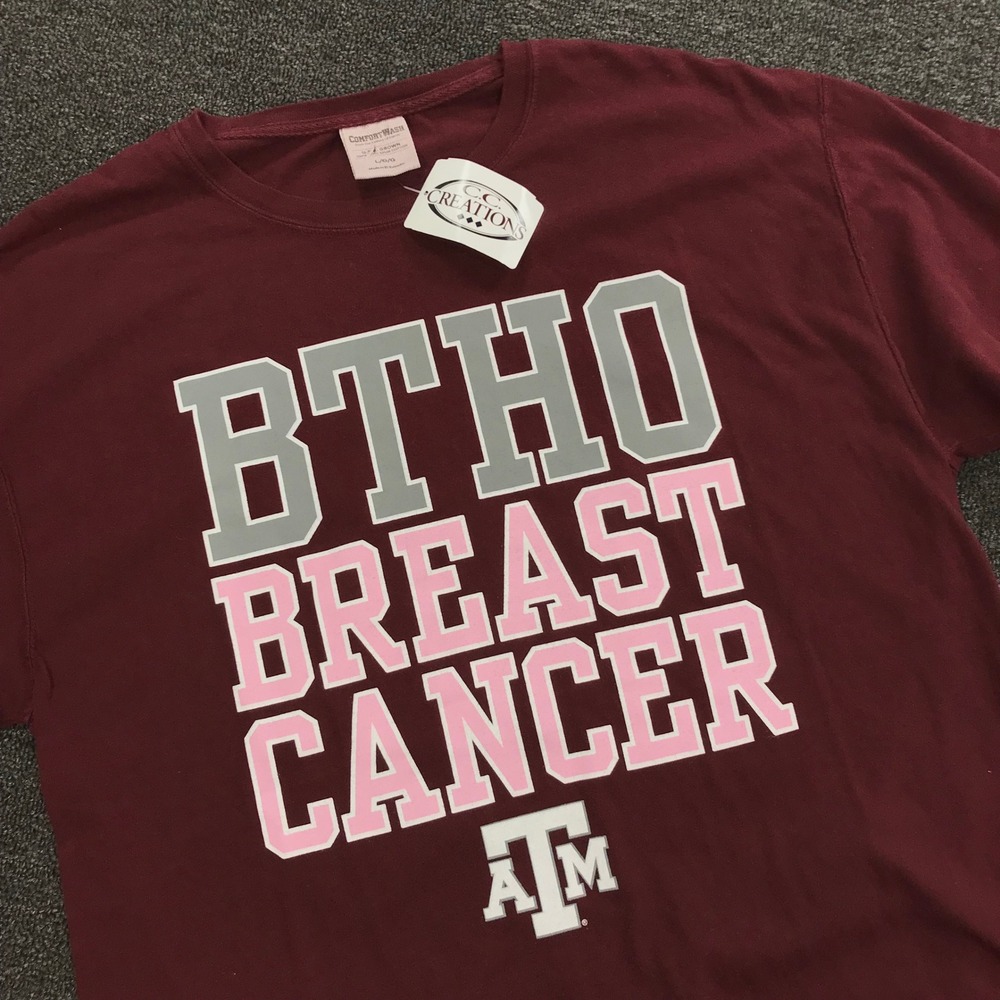 Texas A&M Aggies BTHO Breast Cancer T-Shirt Maroon ComfortWash Men L NWT GDH100